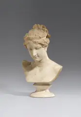 J. Scheggi, Büste einer jungen Frau mit Diadem im Haar, Marmor. Maße: inkl. Sockel 54cm
