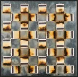Bernard Aubertin, Dessin de Feu sur Aluminium, 2008, Abgebrannte Streichholzheftchen auf Aluminium