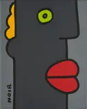 "I tidy up my desk frequently even when it is not necessary" by Thierry Noir, 2020, Acryl auf Leinwand, sold Sep 2022