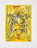 Jonathan Meese, Fräulein Siegfried, die Scharfmacherin des ordensburg-beschneienden Orchideengebietes "Gottbart", der Fraechse trommelnd, Eldoradon belutschend (Serie 10), 2004, Kombinationsdruck aus Farbradierung und Farblinoldruck auf Arches (Wasserzeichen)