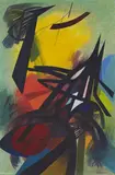 Gerhard Fietz, Abstrakte Komposition, 1953, Öl auf Malkarton