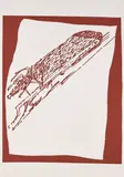 Joseph Beuys, Hirsch auf Urschlitten, 1985, Farbserigrafie auf chamoisfarbenem Karton
