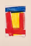 Alain Clément, Ohne Titel, 1998, Farbradierung auf chamoisfarbenem Bütten als Klappkarte. Mit Umschlag