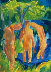 Fritz Schaefler, Badende Jünglinge, 1923, Aquarell, Gouache und Grafit auf Aquarellpapier
