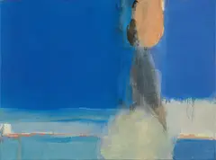 Seitlich Stehende in Blau by Leiko Ikemura, 1995, Öl auf Leinwand, sold Nov 2022