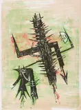 Acide doux (Aus: Hommage à Picasso) by Wifredo (Wifredo Óscar de la Concepción Lam y Castilla) Lam, 1973, Farblithografie auf BFK RIVES (Wasserzeichen), sold Jan 2023