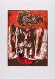 Markus Lüpertz, Rückenakt mit rotem Fuß (Aus: Kunstakademie Düsseldorf), 2009, Farbholzschnitt auf Zerkall
