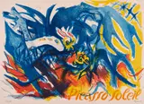 Édouard Pignon, Picasso soleil (Aus: Hommage à Picasso), 1972, Farblithografie auf Bütten
