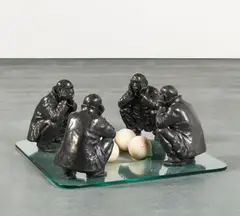 Wang Shugang, Meeting, 2008, 6-teilig. Bronze, braun patiniert und Stein