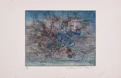 La Magie Quotidienne (Composition No. 110) by Zao Wou-ki, 1957, Farbradierung auf BFK RIVES (Wasserzeichen), sold Feb 2023
