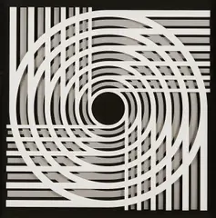 Komposition 682A by Marcello Morandini, 2018, Serigrafie auf Acryl über Serigrafie auf Baumwollpapier, in Holzrahmen, sold Mar 2023