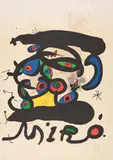 Plakat für die Ausstellung "Peintures sur Papier, Dessins", Galerie Maeght by Joan Miró, 1971, Farblithografie auf leichtem Karton, sold Jan 2023