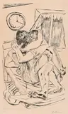 Max Beckmann, Umarmung, 1922, Kaltnadel auf Japan