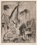 Karl Schmidt-Rottluff, Eutiner Turm, 1921, Radierung auf leichtem Karton