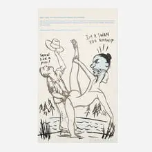 Nicole Eisenman, Untitled (from the WAY COOL portfolio), 1995, screenprint with hand-additions in ink and crayon