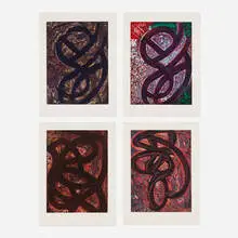 Louise Fishman, Suite of four works, 1984, woodcut in colors with hand-deletions on Arches