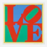 Robert Indiana, Heliotherapy Love, 1995, screenprint in colors on museum board