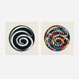 Yaacov Agam, Two works from the Message of Peace portfolio, 1981, screenprint in colors on Arches