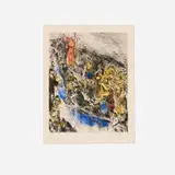 Marc Chagall, Moses Striking Water From the Rock, Exodus (from the Bible Suite), 1958, etching with hand-coloring on Arches