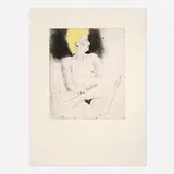 Jim Dine, The Cellist (from the Eight Sheets from an Undefined Novel series), 1976, etching with hand-coloring on German etching paper