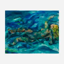 Rex Ashlock, Swimmer, 1950, watercolor on Arches paper (double-sided)