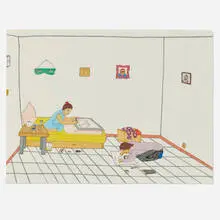 Annie Pootoogook, Napachie and Annie Drawing, ink and colored pencil on paper