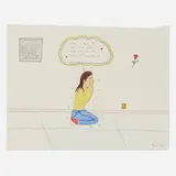 Annie Pootoogook, Composition (Kneeling), ink and colored pencil on paper