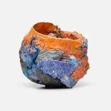 Aneta Regel, Lava Container, 2018, glazed stoneware, porcelain, mixed media