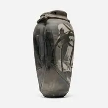 Vase by Paul Soldner, c. 1966, raku-fired stoneware, sold Jun 2025