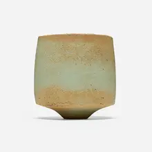 Small Green and Brown Pot by John Ward, c. 1985, glazed stoneware, sold Jun 2025