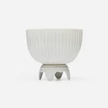 Cliff Lee, Fluted bowl on stand, c. 1990, celadon-glazed porcelain