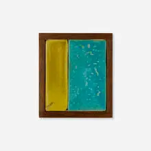 Untitled (Clay Painting) by Doyle Lane, c. 1965, glazed earthenware in artist-made pine frame, sold Jun 2025
