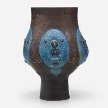 Edwin and Mary Scheier, Early and Monumental chalice form, 1966, glazed stoneware