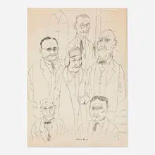 Ben Shahn, School Board, pen and ink on BFK Rives