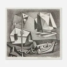 Emil Bisttram, In Coming, 1950, lithograph