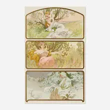 Alphonse Mucha, Three Seasons, c. 1898, lithograph in colors