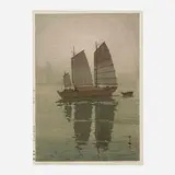 Hiroshi Yoshida, Sailing Boats - Mist (from The Inland Sea series), 1926, woodblock in colors