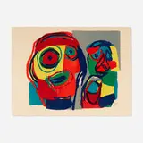 Karel Appel, Deux têtes, 1969, lithograph in colors