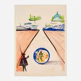 Salvador Dalí, Intra-Uterine Paradisiac Locomotion (from the Imaginations and Objects of the Future series), 1975, lithograph and intaglio in colors on Japon paper