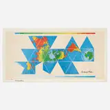 Buckminster Fuller, Dymaxion Air-Ocean World Map poster, offset lithograph in colors