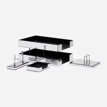 Knoll, Smokador desk set, c. 1970, polished chrome, plastic