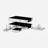 Knoll, Smokador desk set, c. 1970, polished chrome, plastic