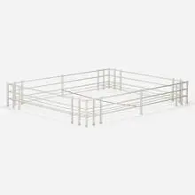 Queen-size bedframe by Warren McArthur, c. 1935, aluminum, steel, sold Aug 2023