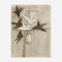 Untitled by Emerson Woelffer, 1956, charcoal on paper, sold Aug 2023