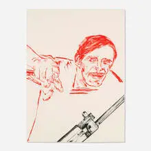 Leon Golub, Merc, 1985, lithograph in colors on Arches Cover