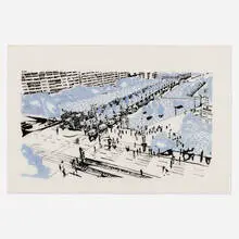 Erik Schmidt, Untitled (Crossroad II), 1999, ballpoint pen and ink on vellum