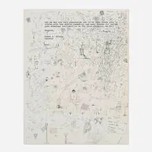 Jacob El Hanani, Untitled (sheet doodles), 1989, ink on used stationary paper
