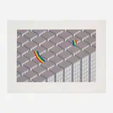 Patrick Hughes, Crash Landing, 1981, screenprint in colors on Somerset England