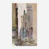 Chuck Fee Wong, City Scene, 1963, watercolor on paper