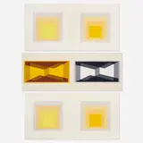 I-S LXXIIIa and I-S LXXIIIb; I-S VVI and I-S VVII (three sample prints) by Josef Albers, 1971-73, screenprint in colors, sold Aug 2023